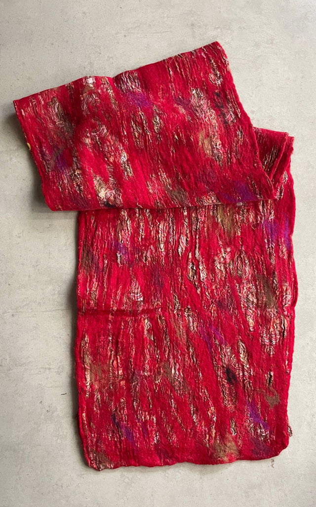 Surya Australia Ethical Felt and SIlk Scarf made in Nepal - Red