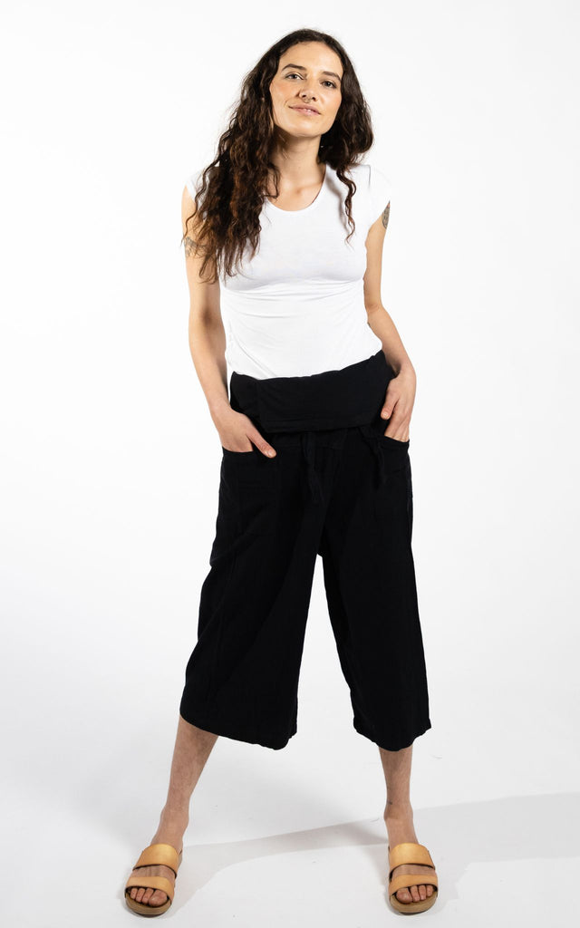 Surya Australia Short Fisherman Pants made in Nepal - Black