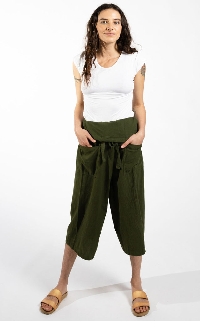 Surya Australia Short Fisherman Pants made in Nepal - Green