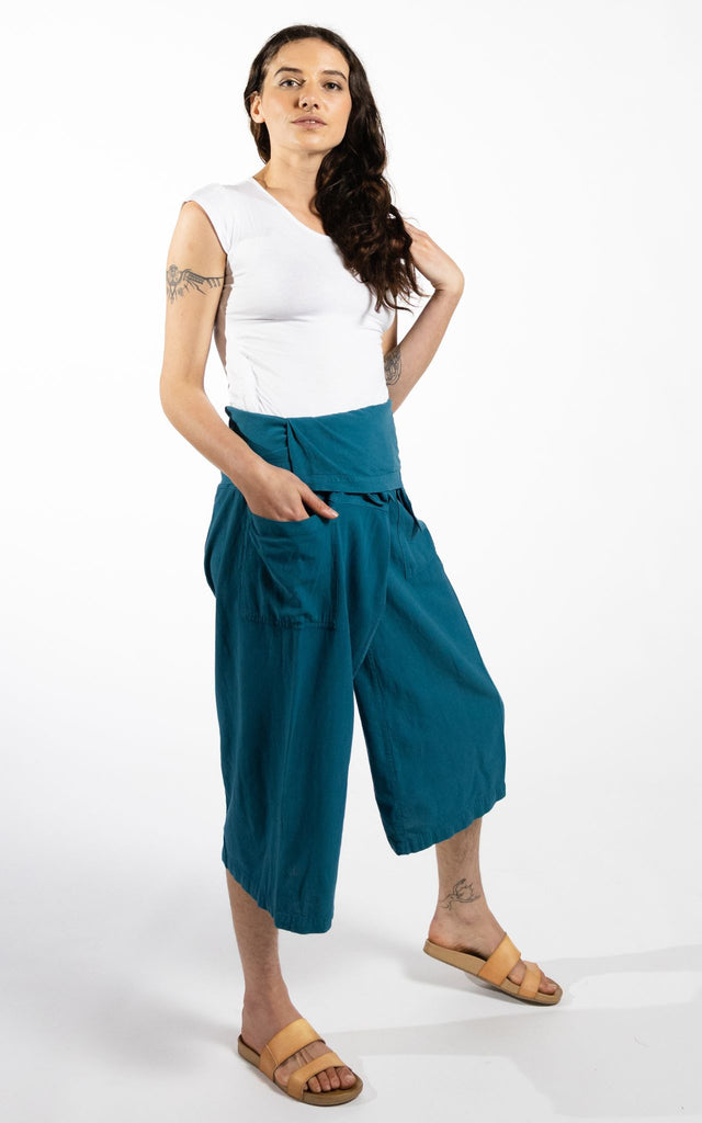 Surya Australia Short Fisherman Pants made in Nepal - Turquoise