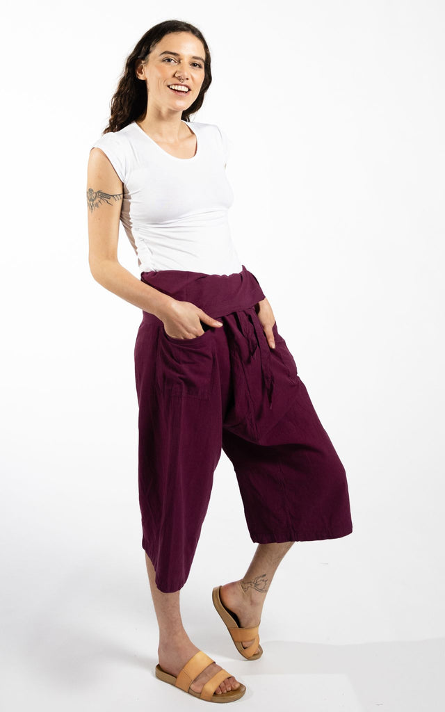 Surya Australia Short Fisherman Pants made in Nepal - Wine