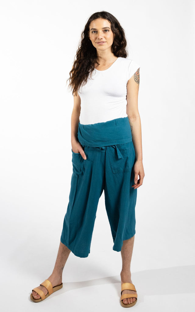 Surya Australia Short Fisherman Pants made in Nepal - Turquoise