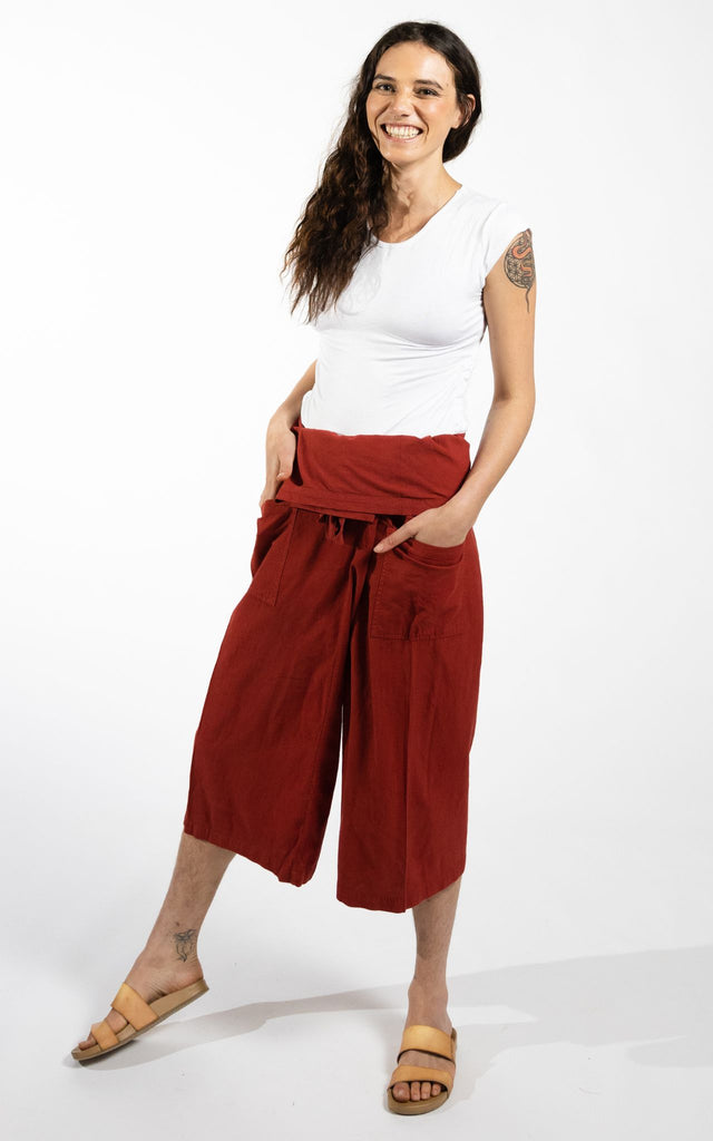 Surya Australia Short Fisherman Pants made in Nepal - Rust