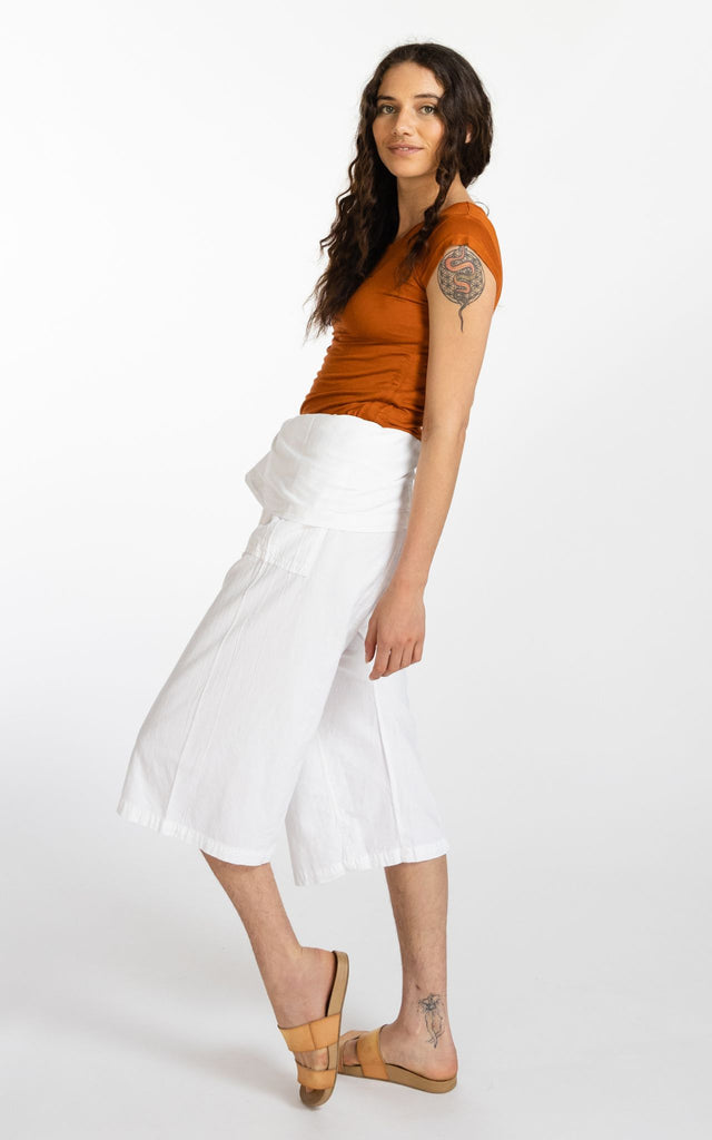 Surya Australia Short Fisherman Pants made in Nepal - White