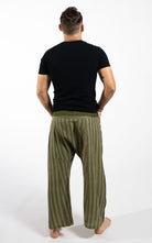 Surya Australia Cotton Thai Fisherman Pants from Nepal (Striped Cotton) - Green