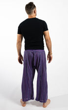 Surya Australia Cotton Thai Fisherman Pants from Nepal (Striped Cotton) - Purple