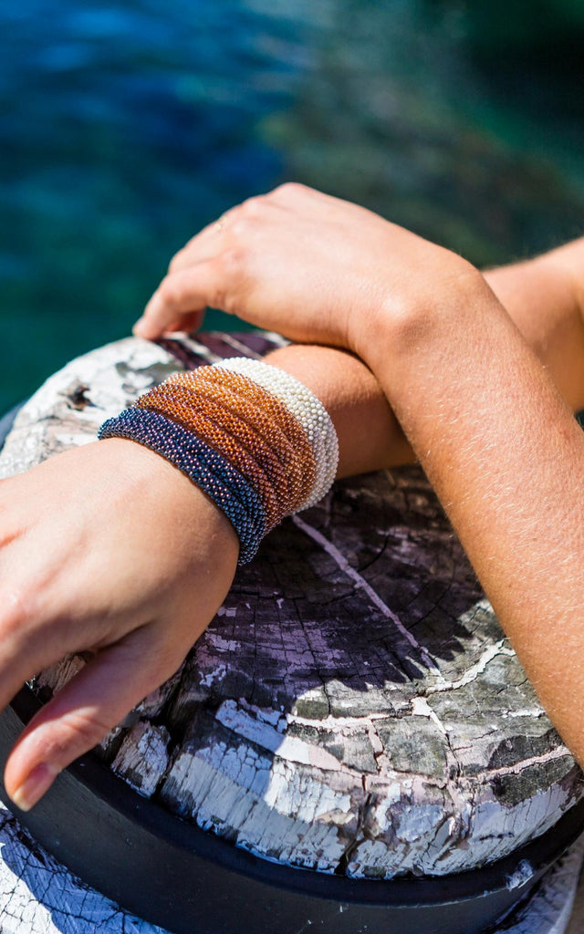 Surya Australia Ethical Roll-on Beaded Bracelet from Nepal - Gold