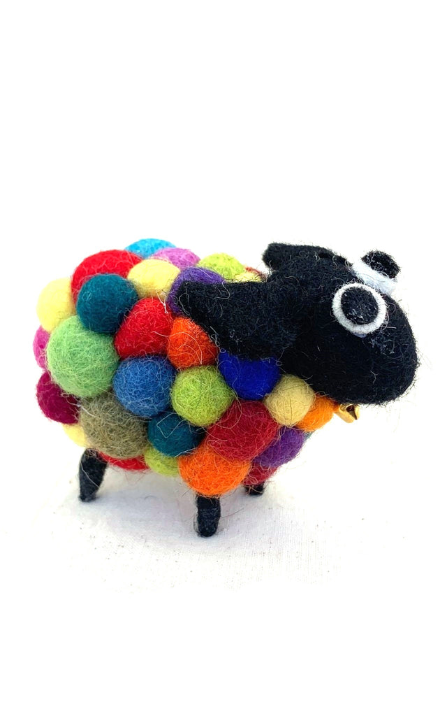 Surya Australia Felt Ball Sheep handmade in Nepal - Multicolour