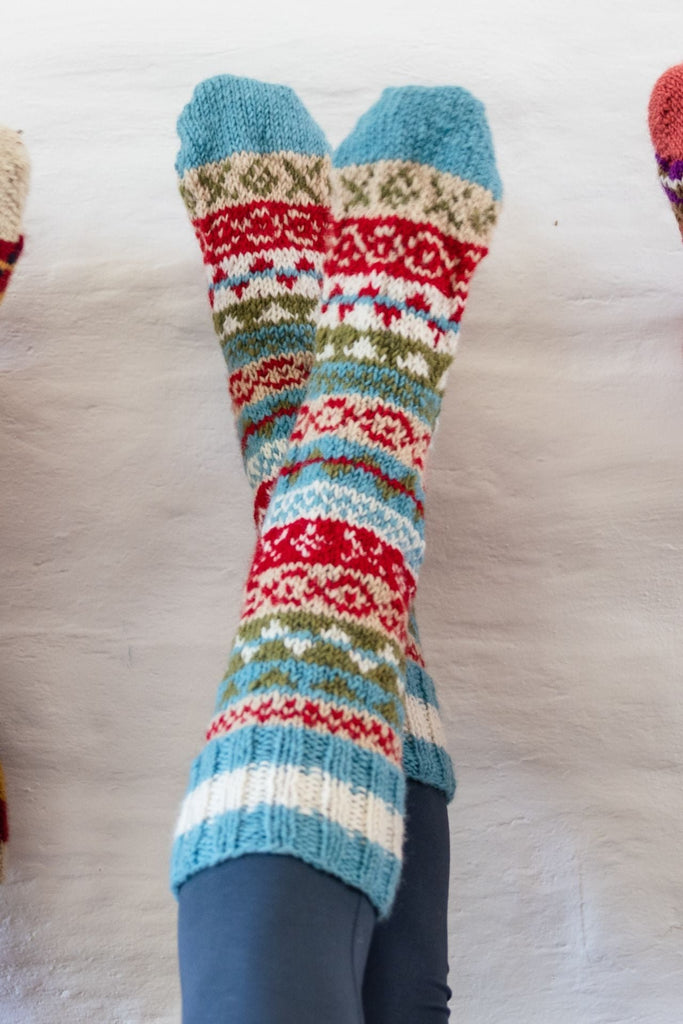 Surya Australia Wool Socks handmade in Nepal - Blue