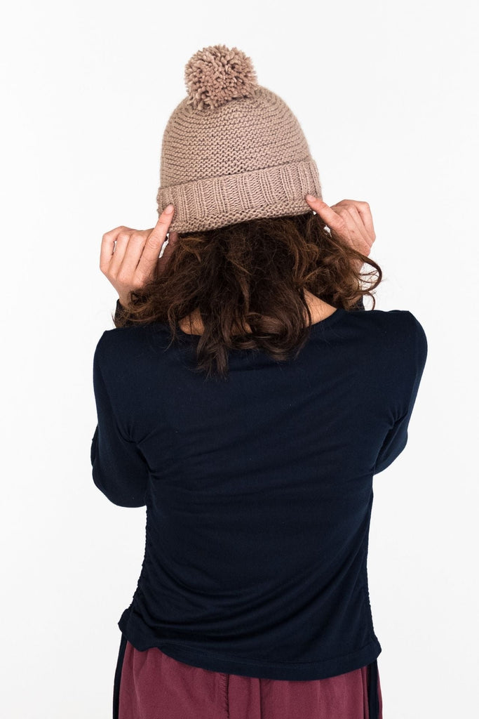 Surya Australia Oversized Merino Wool Beanie from Nepal - Dusty Mauve