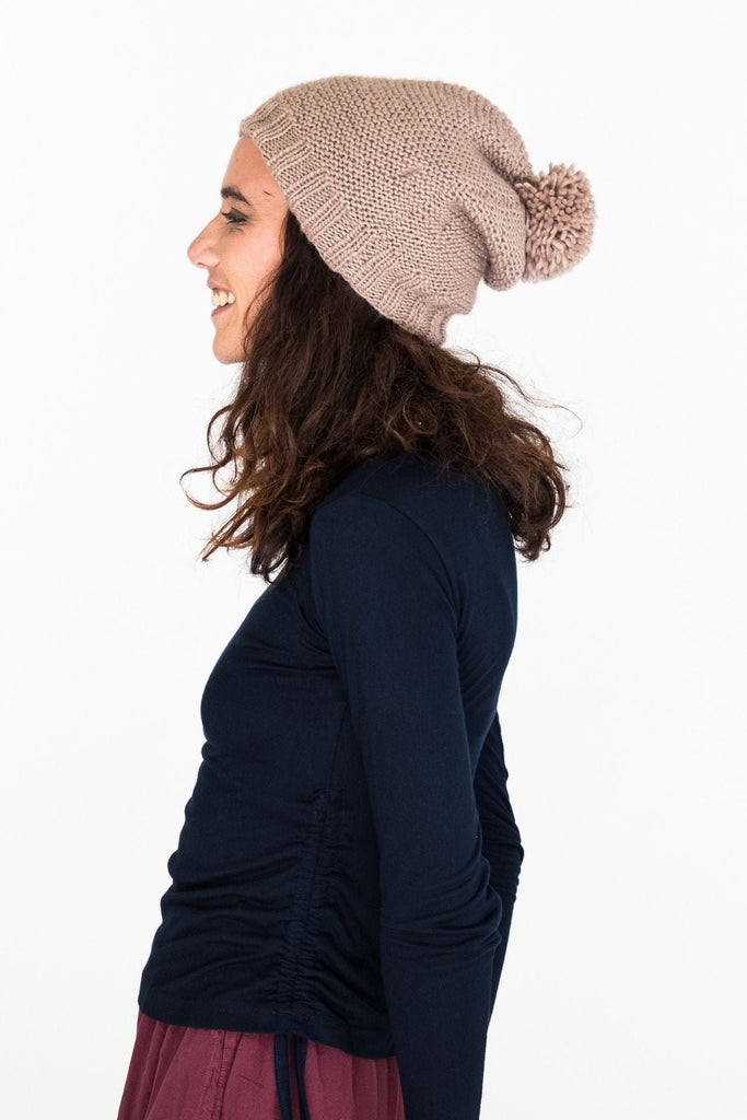 Surya Australia Oversized Merino Wool Beanie from Nepal - Dusty Mauve
