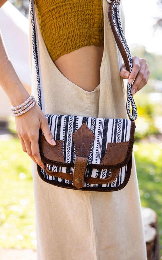 Surya Australia Buffalo Leather & Cotton Bag from Nepal - Lorient