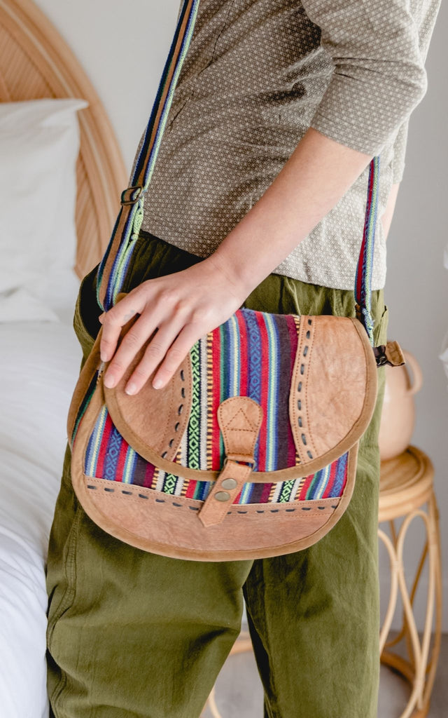Surya Australia Buffalo Leather & Cotton Bag - Fougères