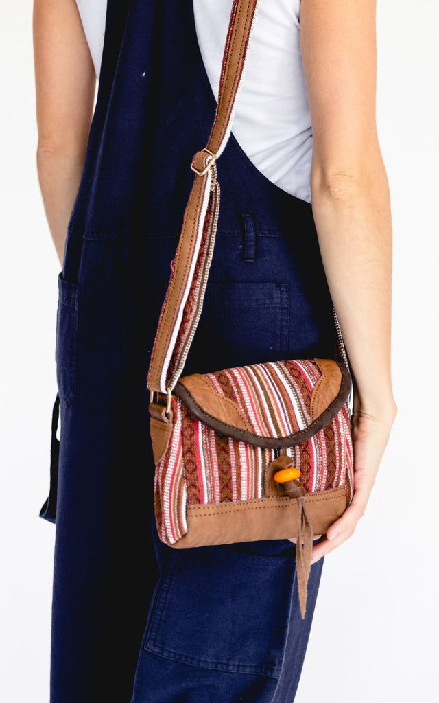 Surya Australia Buffalo Leather & Cotton Bag from Nepal - Lilia
