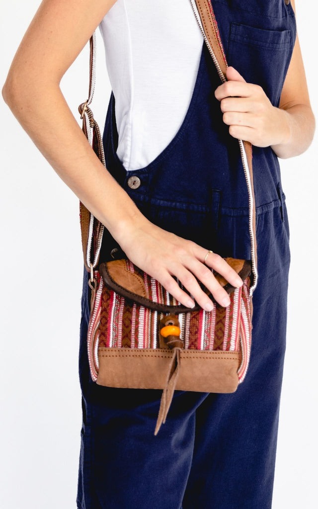 Surya Australia Buffalo Leather & Cotton Bag from Nepal - Lilia