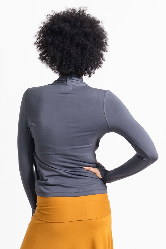Surya Australia Ethical Organic Cotton False Wrap Top made in Nepal - Dusty Grey