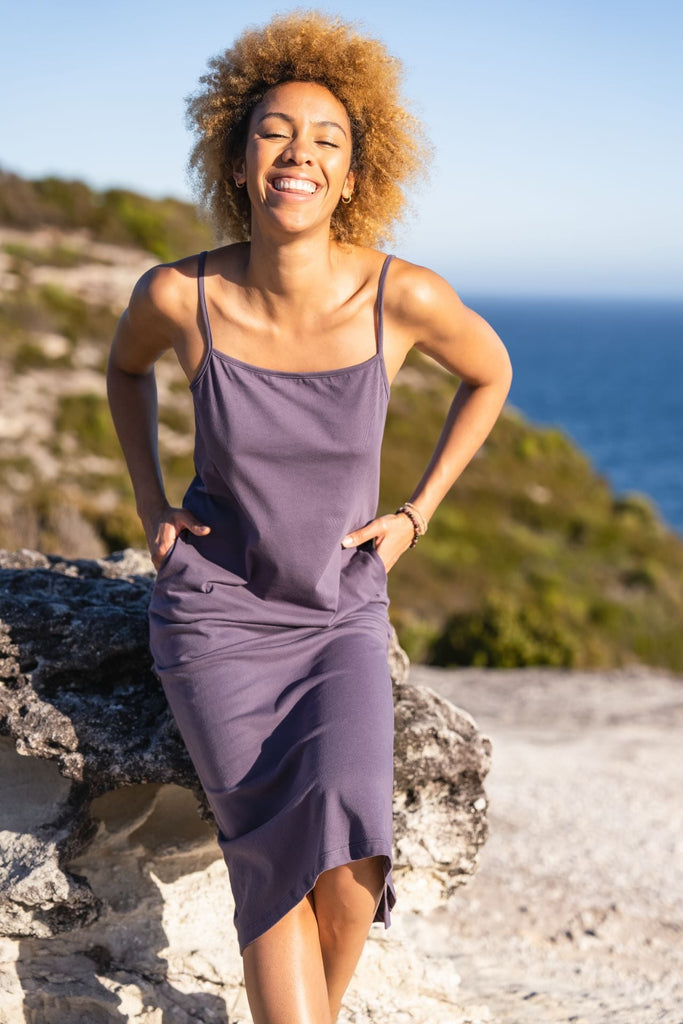 Surya Australia Organic Cotton Slip Dress made in Nepal - Dusty Grey