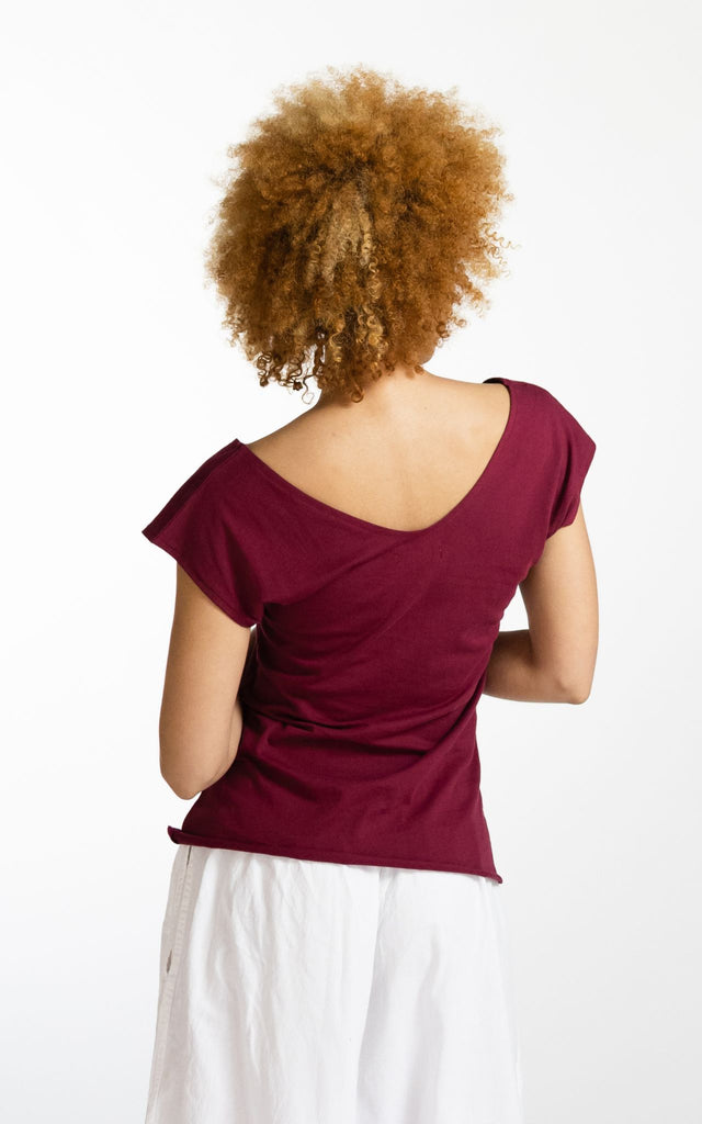 Surya Australia Ethical Organic Cotton V-neck 'Mimi' Top - Berry