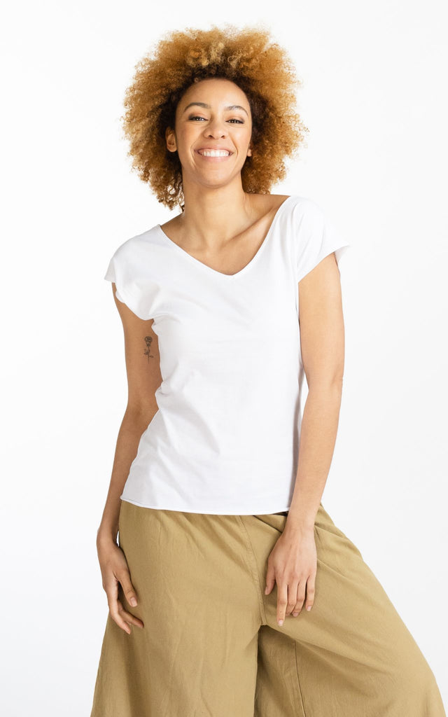 Surya Australia Ethical Organic Cotton V-neck 'Mimi' Top - White