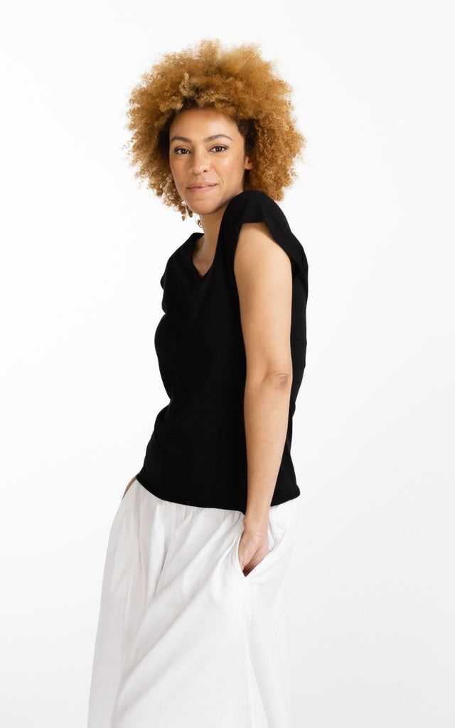 Surya Australia Ethical Organic Cotton V-neck 'Mimi' Top - Black