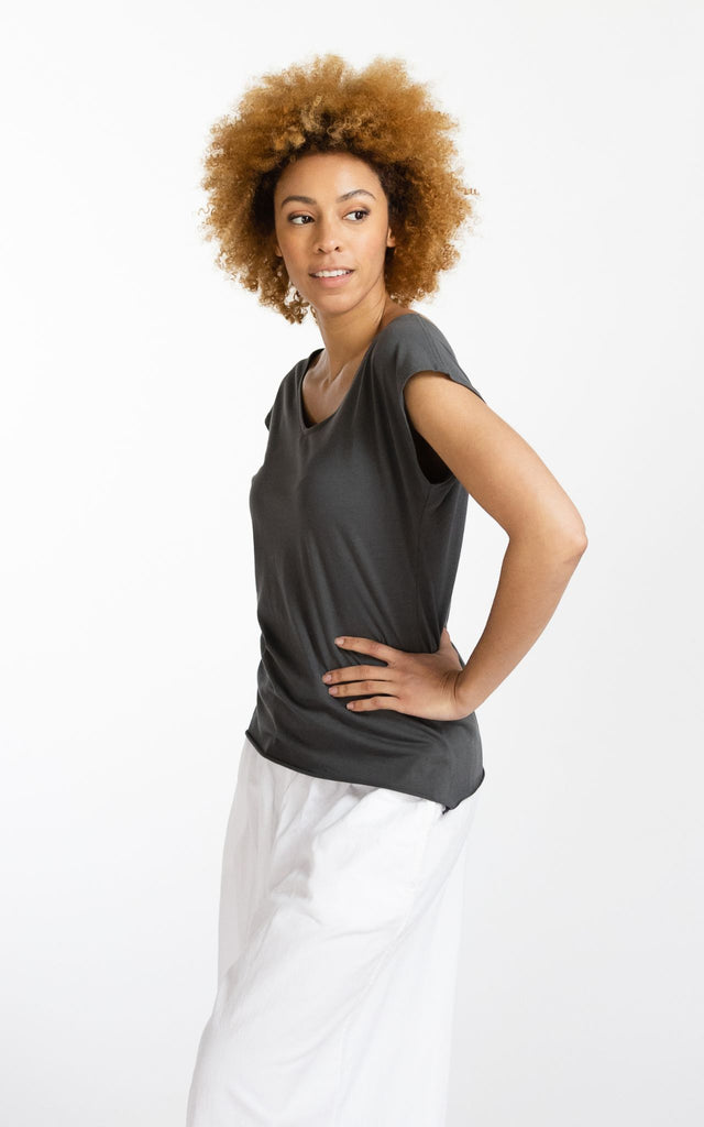 Surya Australia Ethical Organic Cotton V-neck 'Mimi' Top - Grey
