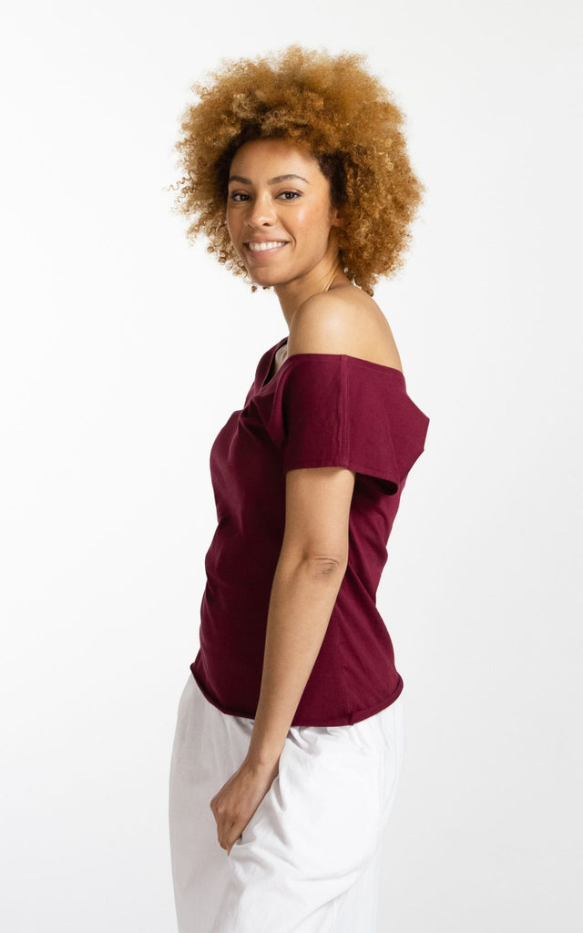 Surya Australia Ethical Organic Cotton V-neck 'Mimi' Top - Berry