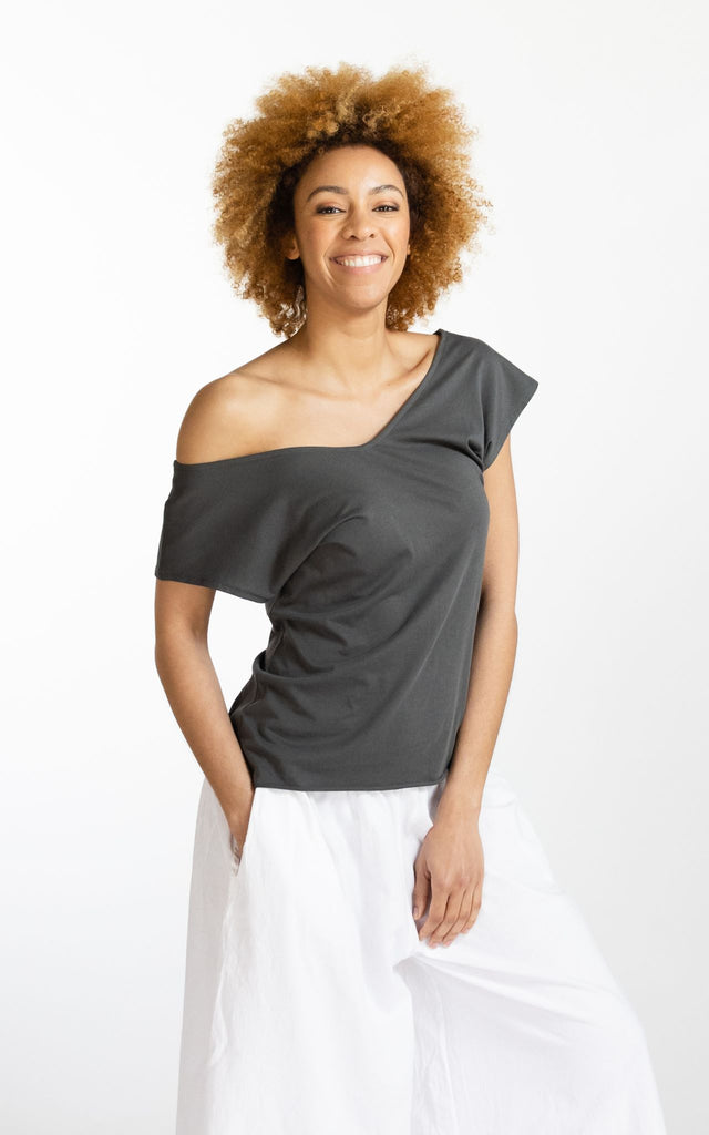 Surya Australia Ethical Organic Cotton V-neck 'Mimi' Top - Grey