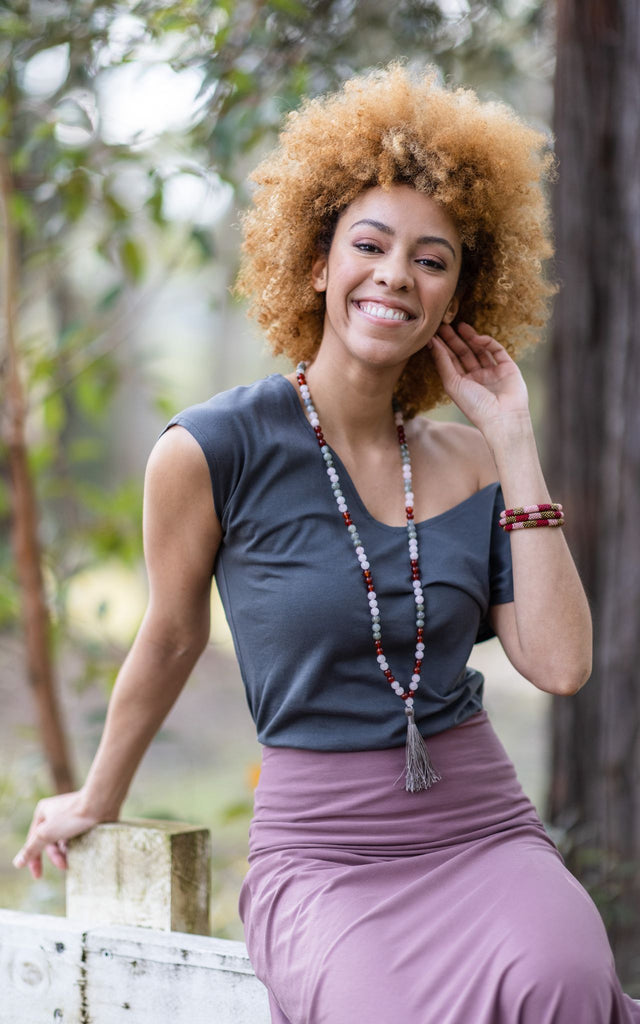 Surya Australia Ethical Organic Cotton V-neck 'Mimi' Top - Grey