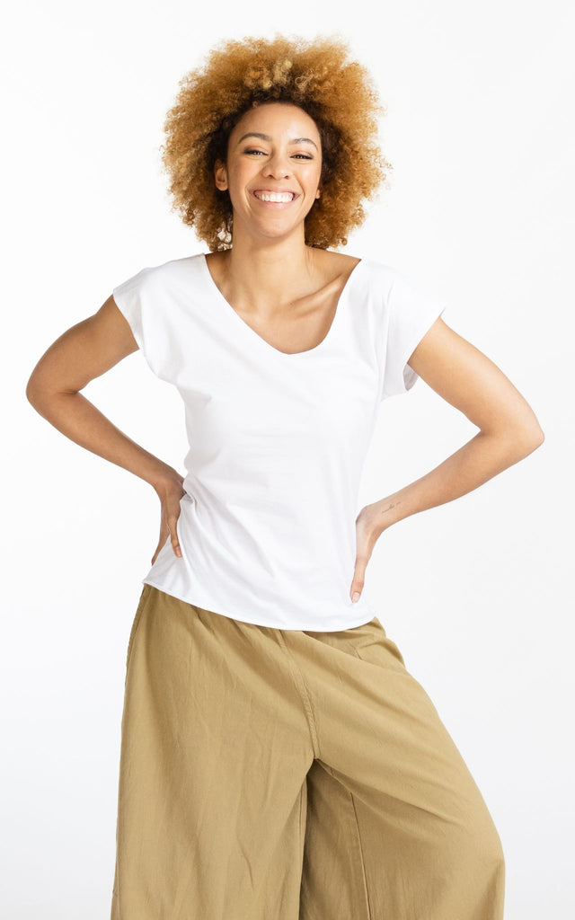 Surya Australia Ethical Organic Cotton V-neck 'Mimi' Top - White
