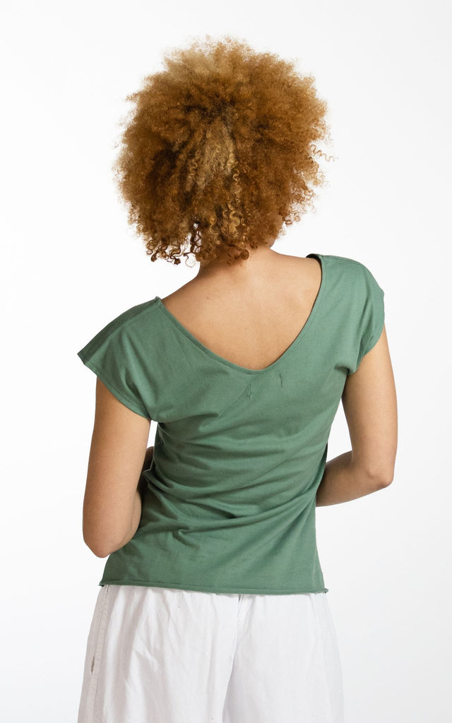 Surya Australia Ethical Organic Cotton V-neck 'Mimi' Top - Ocean