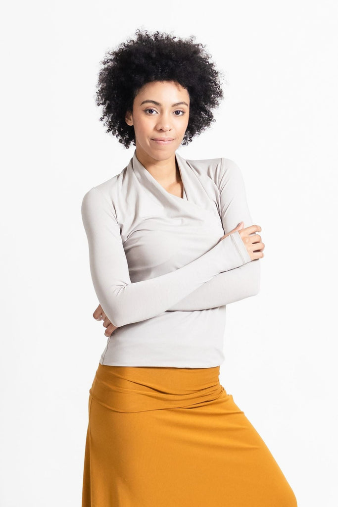 Surya Australia Ethical Organic Cotton False Wrap Top made in Nepal - Oatmeal