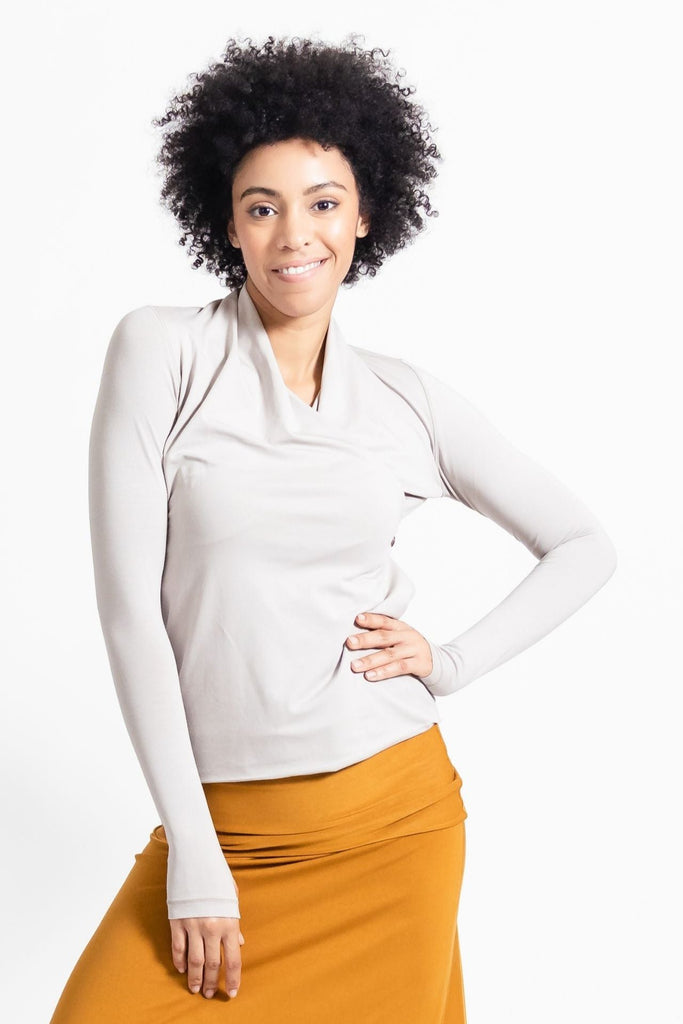 Surya Australia Ethical Organic Cotton False Wrap Top made in Nepal - Oatmeal