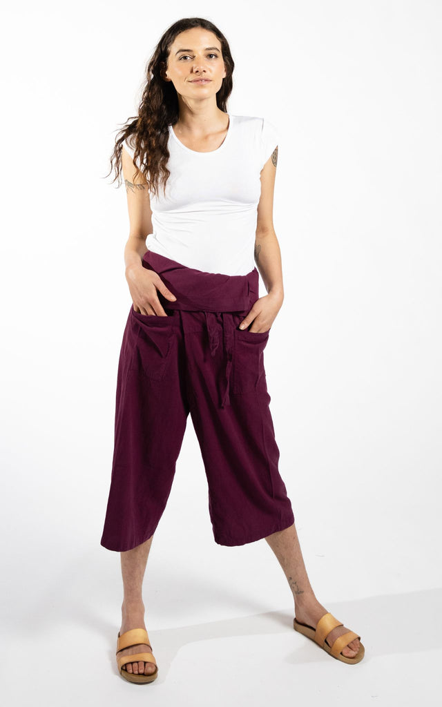 Surya Australia Short Fisherman Pants made in Nepal - Wine