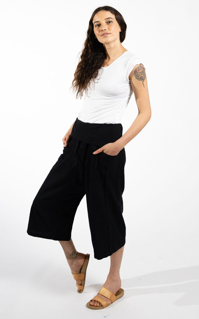 Surya Australia Short Fisherman Pants made in Nepal - Black
