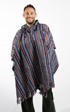 Surya Thick, Heavy Cotton Festival Poncho made in Nepal - Blue