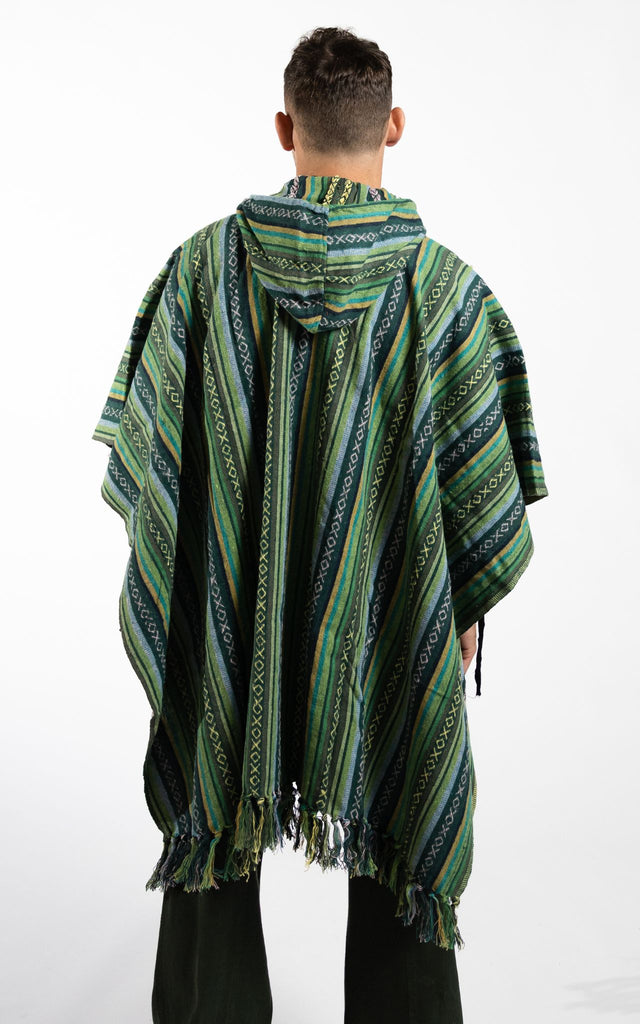 Surya Thick, Heavy Cotton Festival Poncho made in Nepal - Green