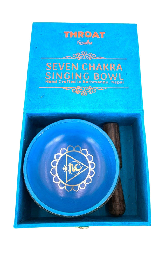 Surya Australia Mini Chakra Singing Bowl Set - Throat Chakra #colour_throat-chakra-light-blue