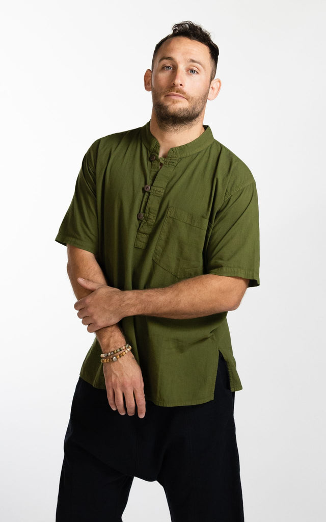 Surya Australia Ethical Cotton 'Pablo' Shirt made in Nepal - Green