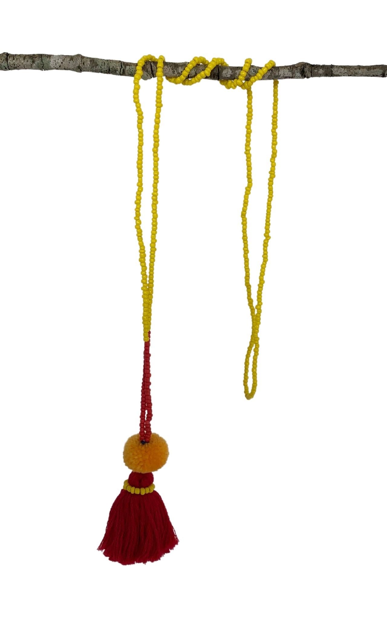 Surya Australia Cotton Tassel Necklaces from Nepal - Red + Yellow