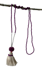 Surya Australia Cotton Tassel Necklaces from Nepal - White + Purple