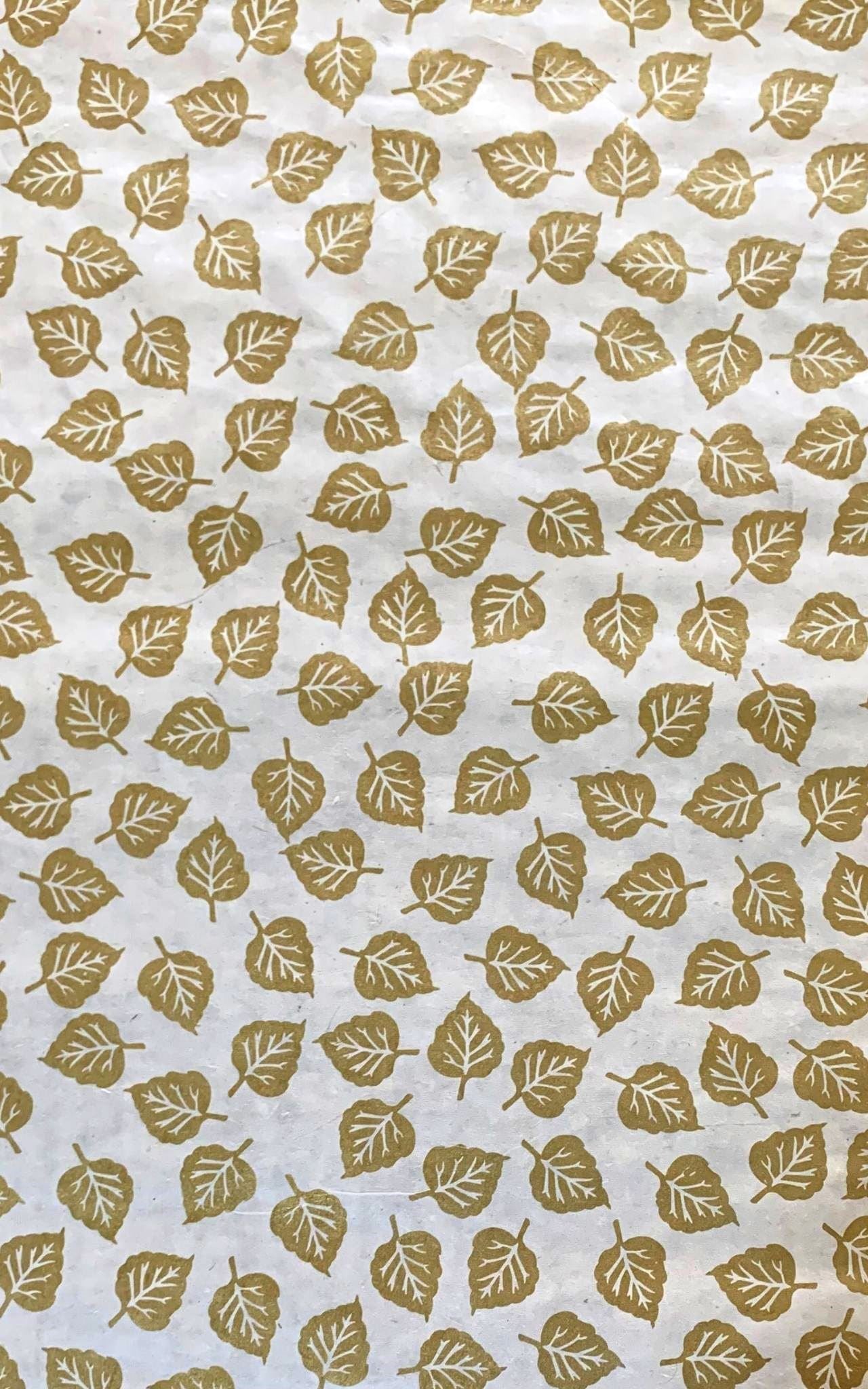Surya Australia Fairtrade Decorative treeless Lokta Paper Sheets from Nepal - white with gold print