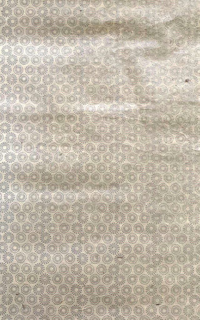 Surya Australia Fairtrade Treeless Lokta paper Sheets from Nepal - white circles with silver printing