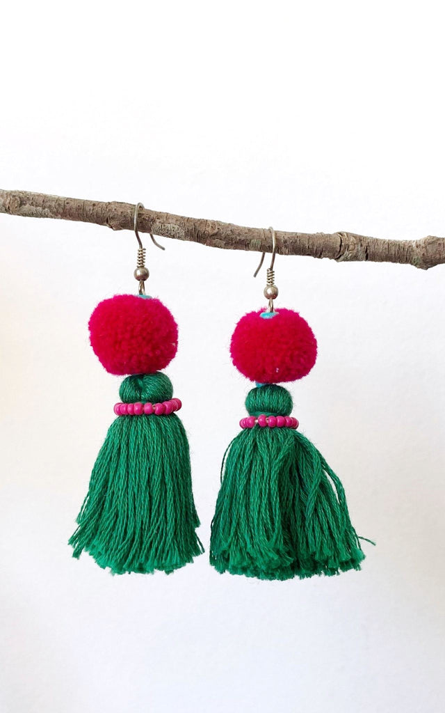 Surya Australia Fairtrade Cotton Tassel Earrings from Nepal
