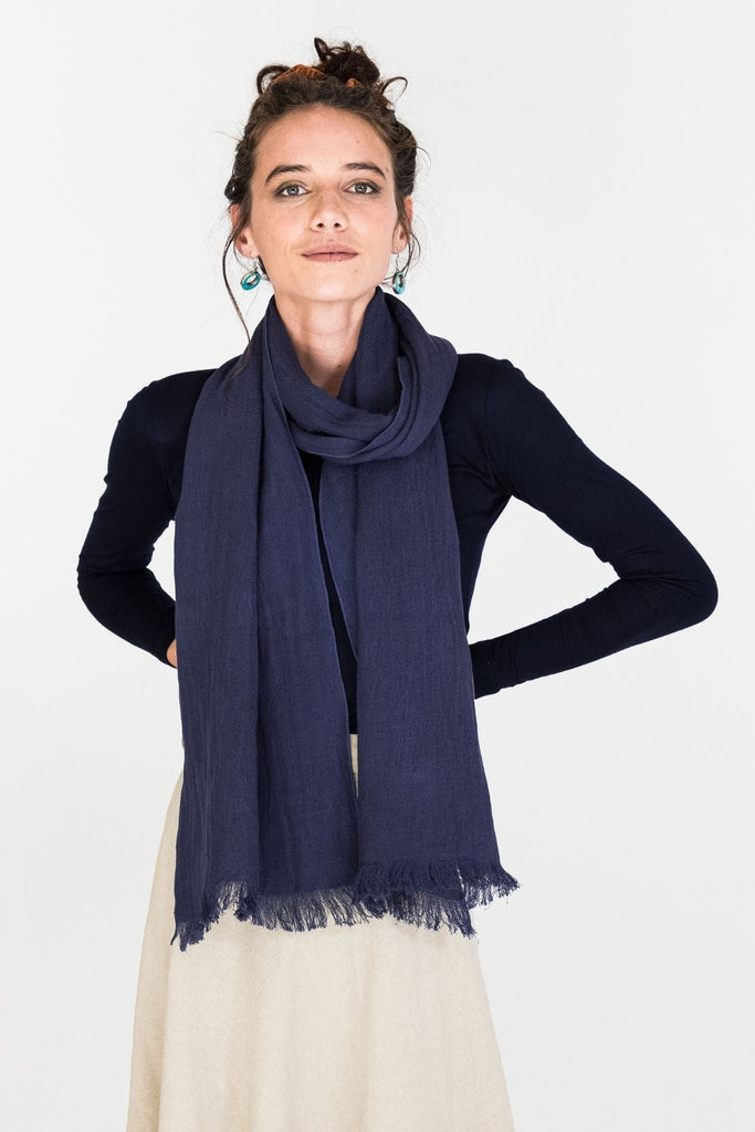 Surya Australia Fairtrade Naturally Dyed Hemp Scarf from Nepal - Indigo