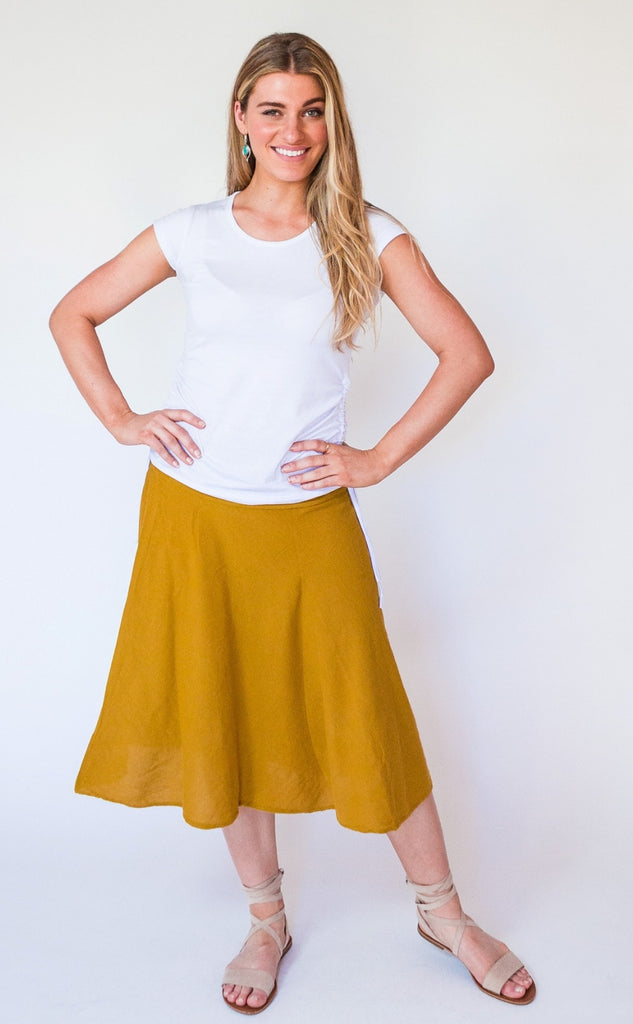 Surya Australia Ethical 'Rosa' Skirt from Nepal - Mustard #colour_mustard