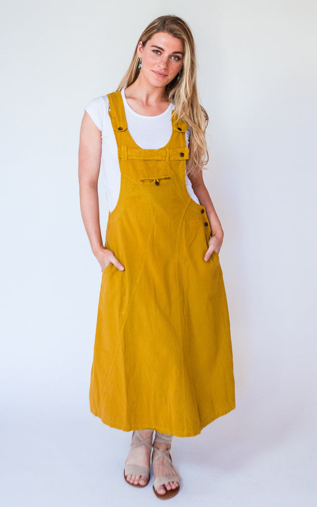 Surya Australia Dungaree Dress / Overall Dress from Nepal #colour_mustard