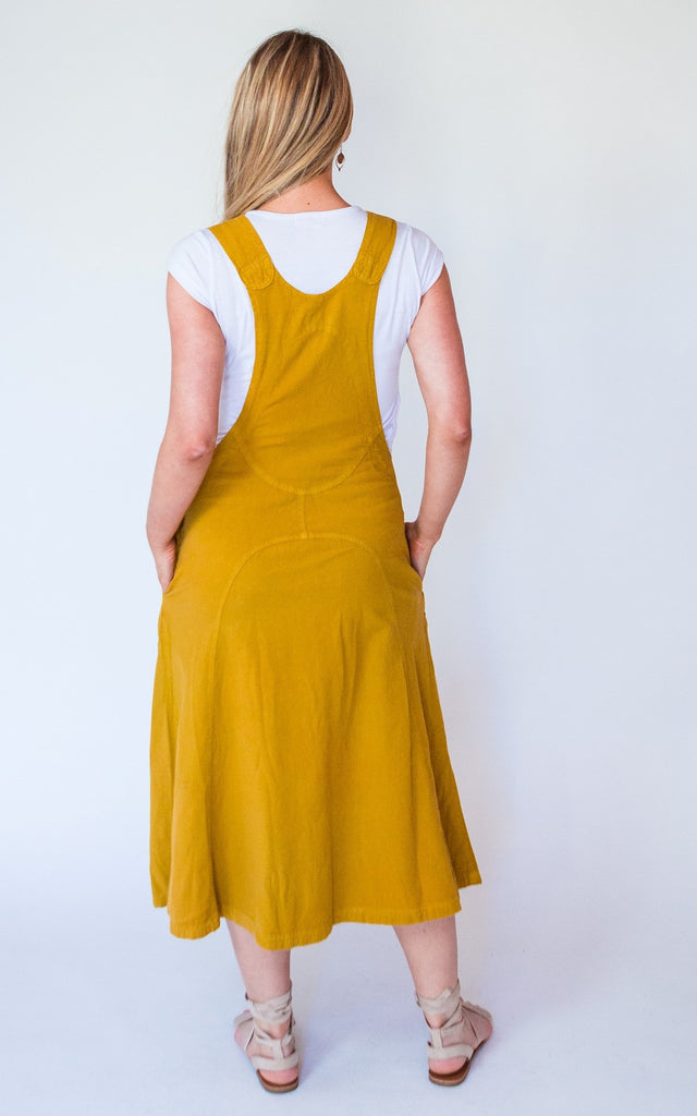 Surya Australia Ethical Dungaree Dress - rear #colour_mustard