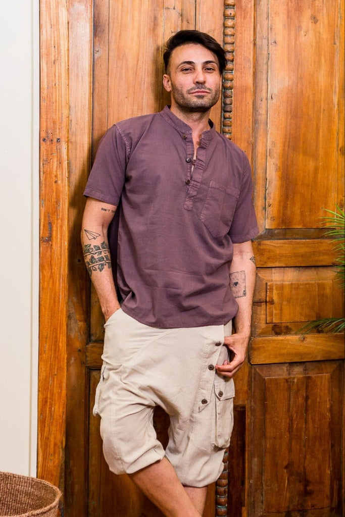 Surya Australia Cotton 'Pablo' Shirt for men from Nepal in Jervis Bay, NSW #colour_taupe