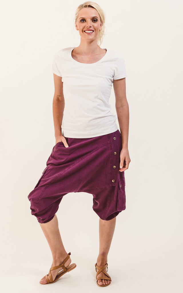 Surya Australia Ethical Cotton Drop Crotch Shorts - Wine #colour_wine