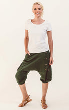 Surya Australia Ethical Cotton Drop Crotch Shorts - Green #colour_green